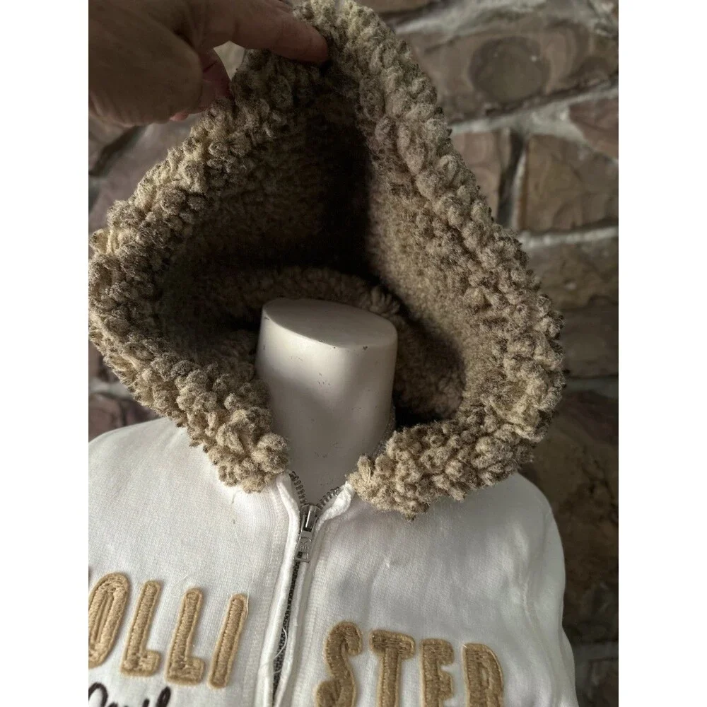 Hollister Vintage Faux Fur Lined Heavyweight Y2K Hoodie Zip Up Sz M. Teen‎ Size